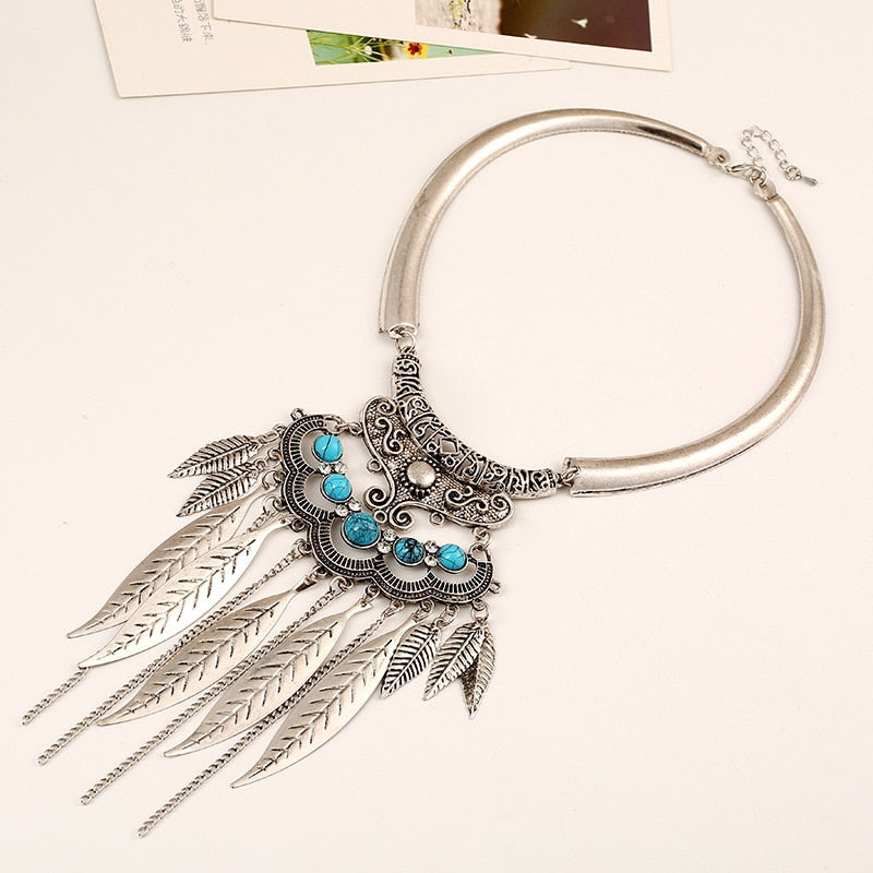 Native Indian Feather Turquoise Necklace