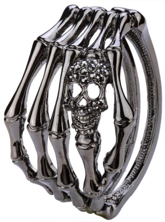 Skeleton Hand Bracelet With Skull Crystal