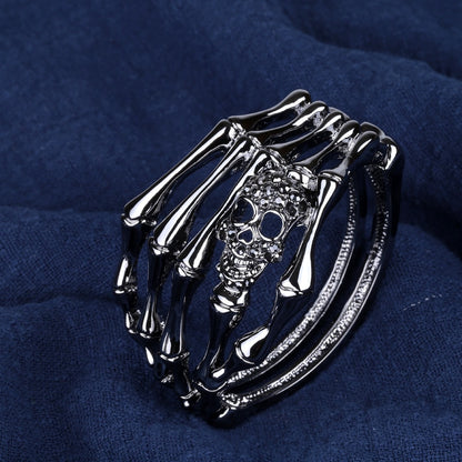 Skeleton Hand Bracelet With Skull Crystal