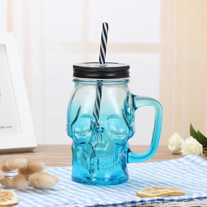 Skull Mason Jar Mug Drinking Drinking Accessories 16oz