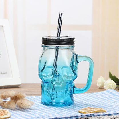 Skull Mason Jar Mug Drinking Drinking Accessories 16oz