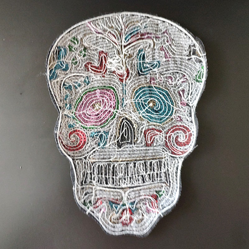 26CM Skull Head Patches For Clothing Sequins Clothes Stickers