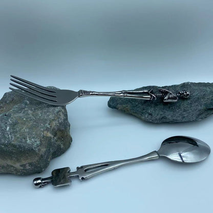 Stainless steel skull fork and spoon knife