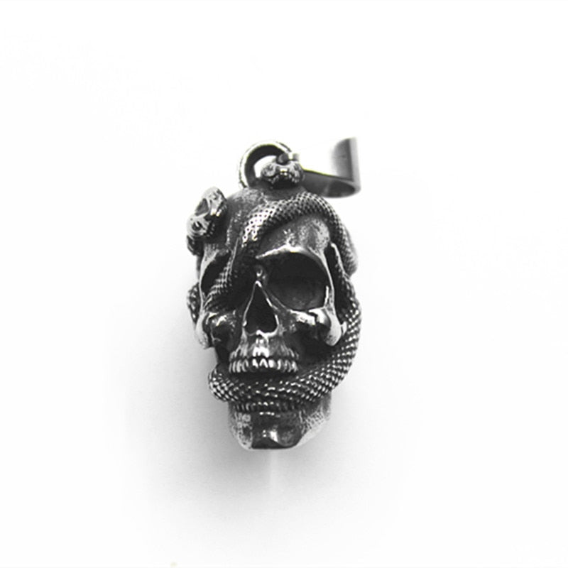 Twin Snake Wearing Skull Necklace