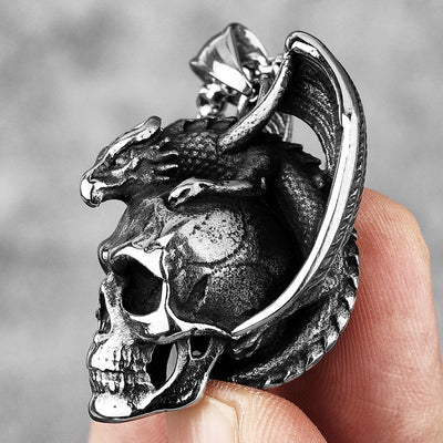 Dragon Hug Skull Necklace