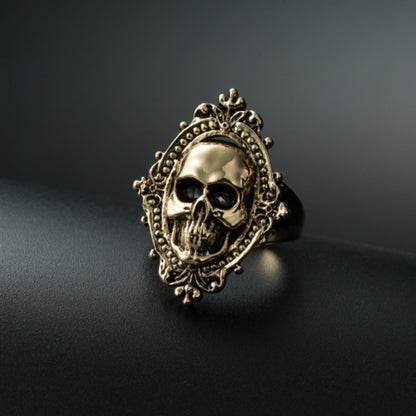 Fashion Punk Vintage Lace Mirror Skull Ring