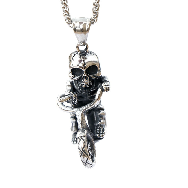 So Cute Skull Bicycle Necklace