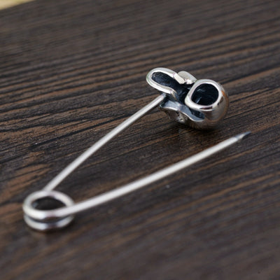 925 Sterling Silver Skull Pin Brooch