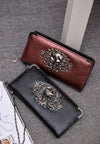 Skull Long Fashion Metal Leather Women Wallets