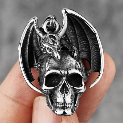 Dragon Hug Skull Necklace