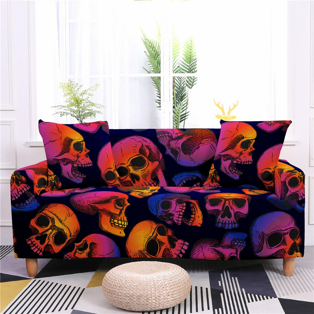 skull sofa covers, skull decoration for sofa, halloween sofa covers, skull sofa protector