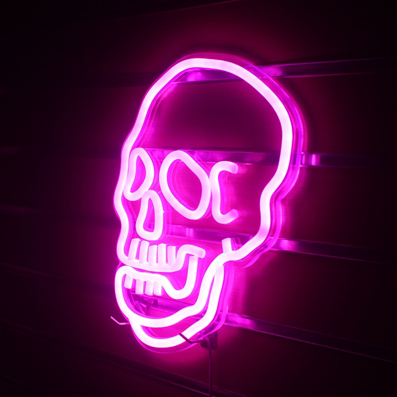 Skull Neon Signs Pink Led Neon Sign Light