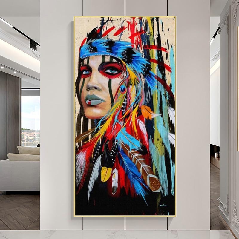 Women Native Indian Girl Canvas Poster Print Art Wall Decor