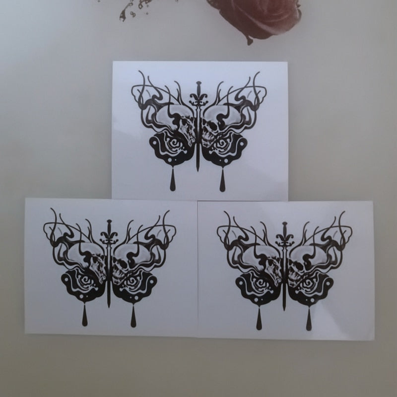 Skull Butterfly Tattoo Stickers