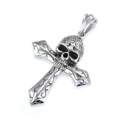 Gothic Skull Cross Pendant Necklace
