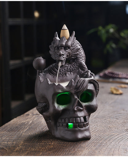 Dragon Skull Decor Backflow Incense Burner