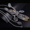 Eagle Native Silver Feather Long Necklace