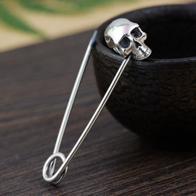 925 Sterling Silver Skull Pin Brooch