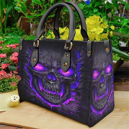 Purple Skull Leather Bag Handbag