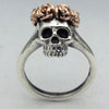 Skull And Rose Flower Ring