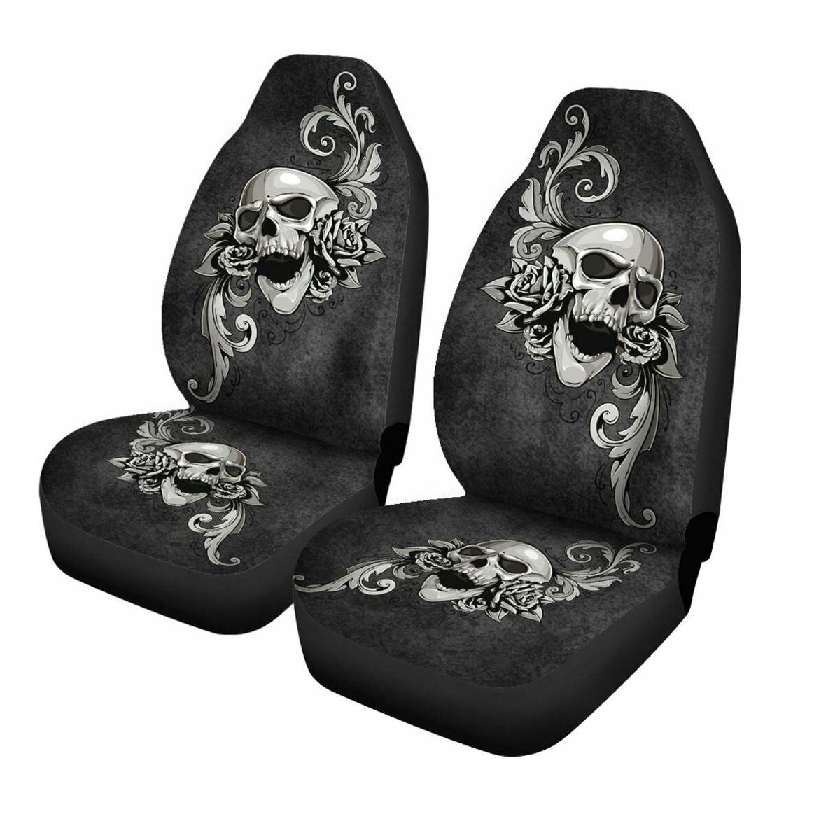 Skull Print Front Car Seat Cover