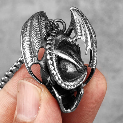 Dragon Hug Skull Necklace