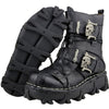 Men Cowhide Genuine Skull Leather Motorcycle Boots