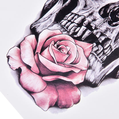 Skull And Pink Rose Tattoo Stickers 21 X 15 CM