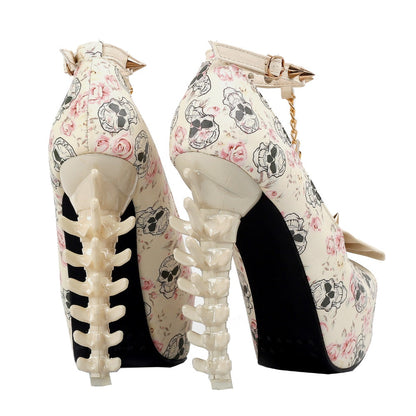 Skull And Rose Skeleton High Heels