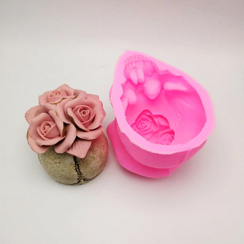 Skull And Rose Silicone Mold Candle Plaster Resin Kitchen Tool