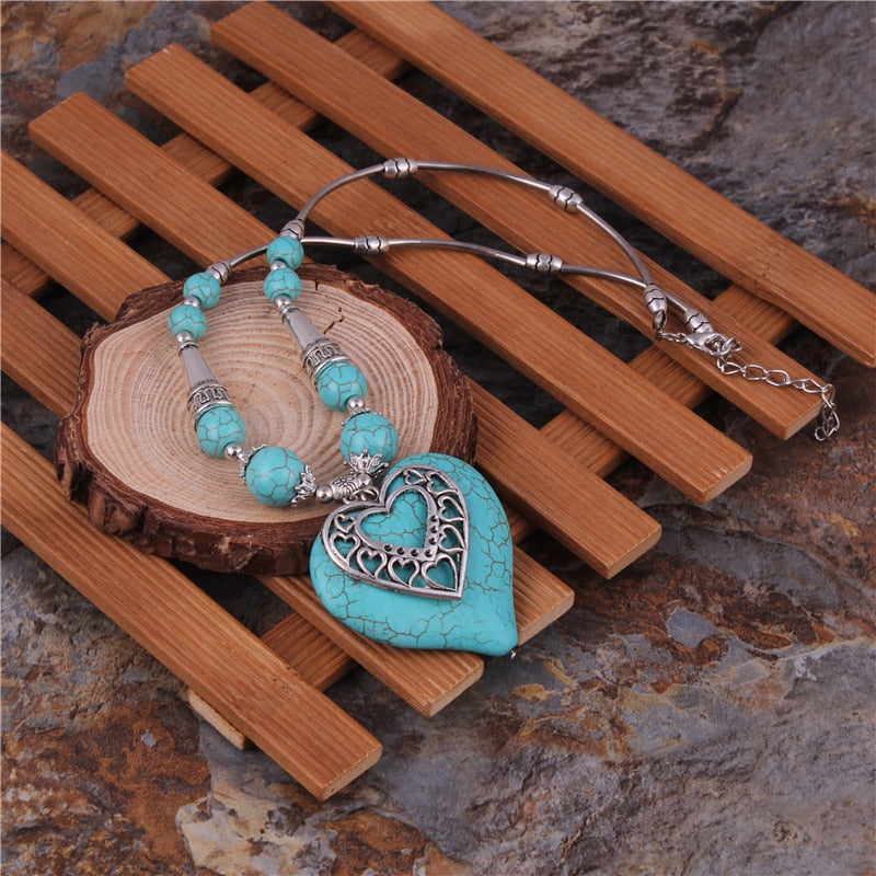 Native Indian Turquoise Heart Necklace