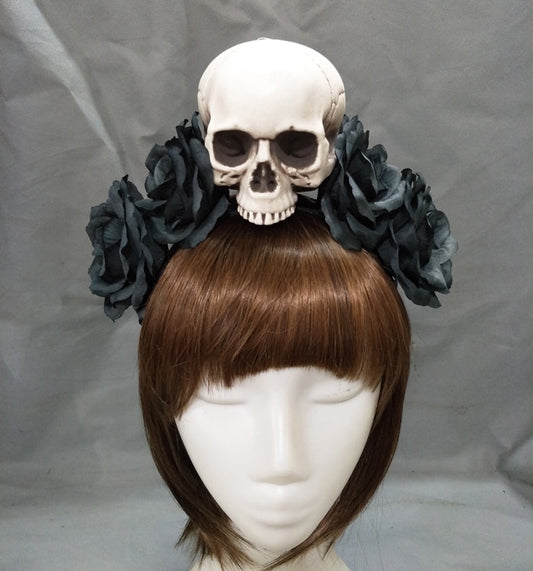 Gothic Black Skull And Rose HeadBand Hair Accessories