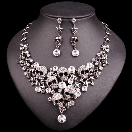 Crystal Skull Jewelry Accessories for Women Necklace - Earrings sets