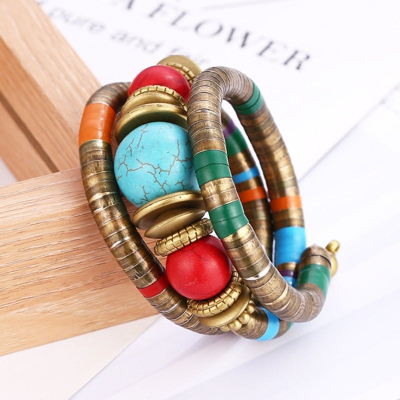 Fashion Native Indian Natural Stone Colorful Snake Bracelets