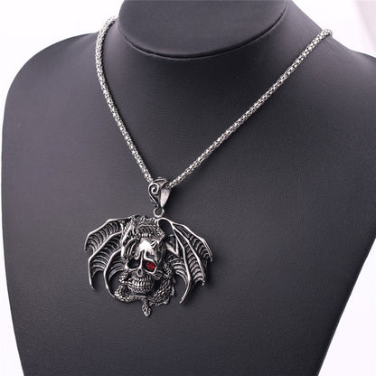 Dragon hug skull badass necklace