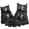 Men Cowhide Genuine Skull Leather Motorcycle Boots