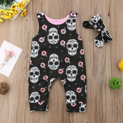 Casual Infant Baby Boy Girl Skull Romper Sleeveless