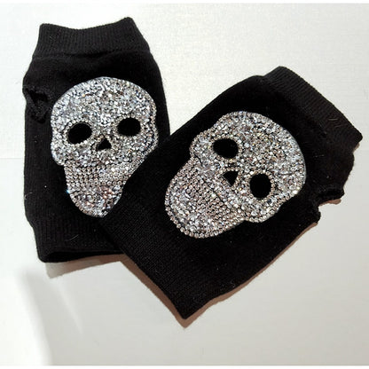 Winter Gloves Women Skull Rhinestone - Winter Accessories