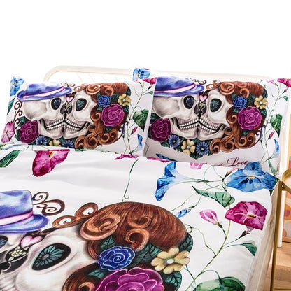 Cartoon Sweet Skull Bedding Set Flower