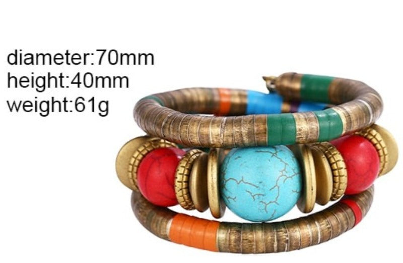 Fashion Native Indian Natural Stone Colorful Snake Bracelets