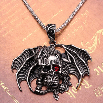 Dragon hug skull badass necklace