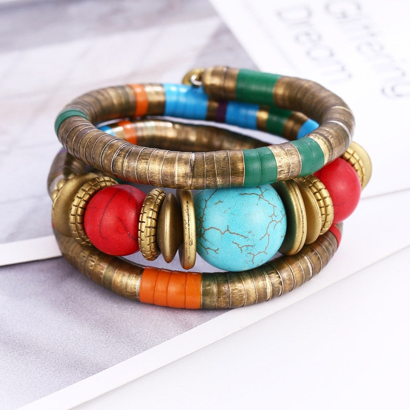 Fashion Native Indian Natural Stone Colorful Snake Bracelets