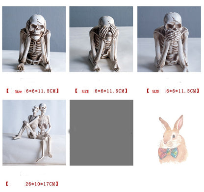 Skeleton Figurine See No Evil Hear No Evil Home Decoration