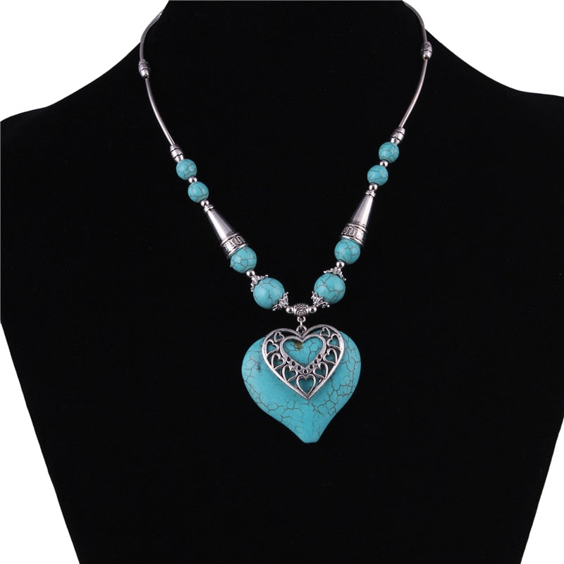 Native Indian Turquoise Heart Necklace