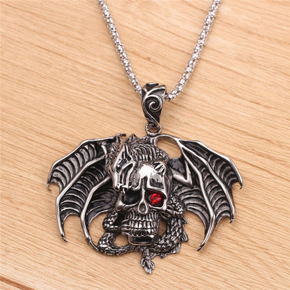 Dragon hug skull badass necklace