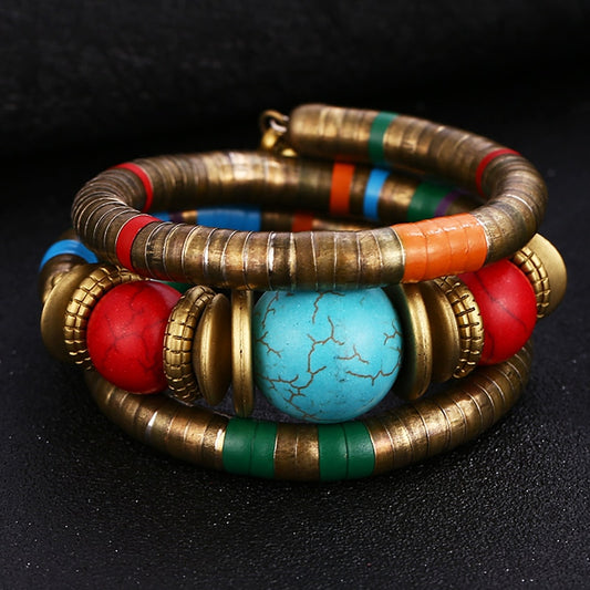 Fashion Native Indian Natural Stone Colorful Snake Bracelets