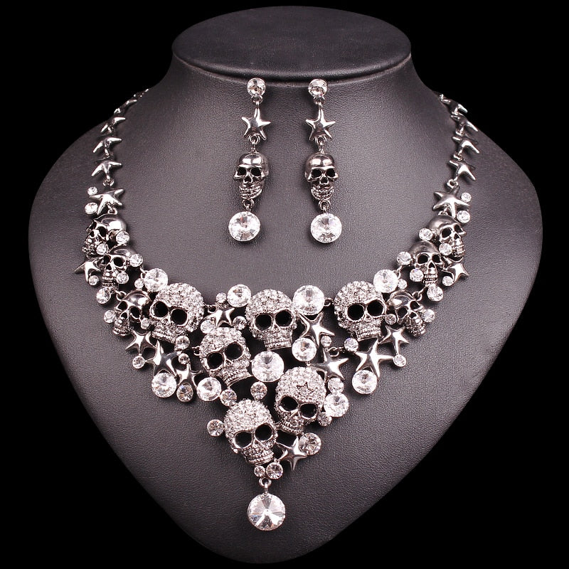 Crystal Skull Jewelry Accessories for Women Necklace - Earrings sets