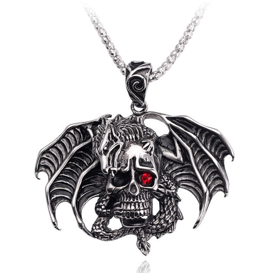 Dragon hug skull badass necklace