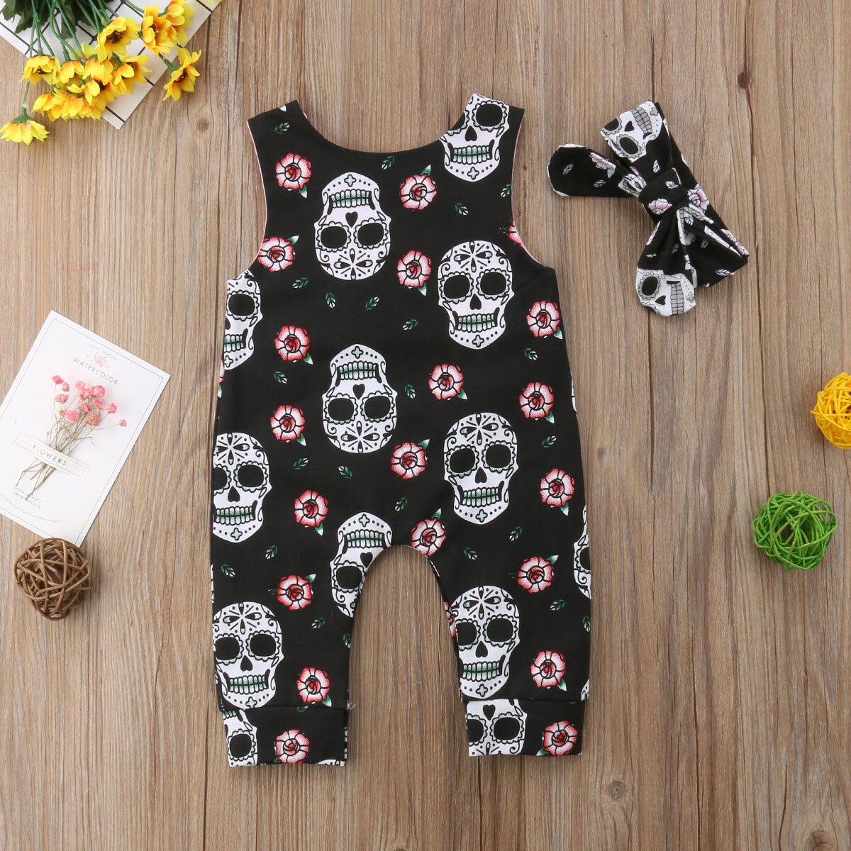 Casual Infant Baby Boy Girl Skull Romper Sleeveless