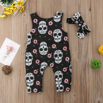 Casual Infant Baby Boy Girl Skull Romper Sleeveless